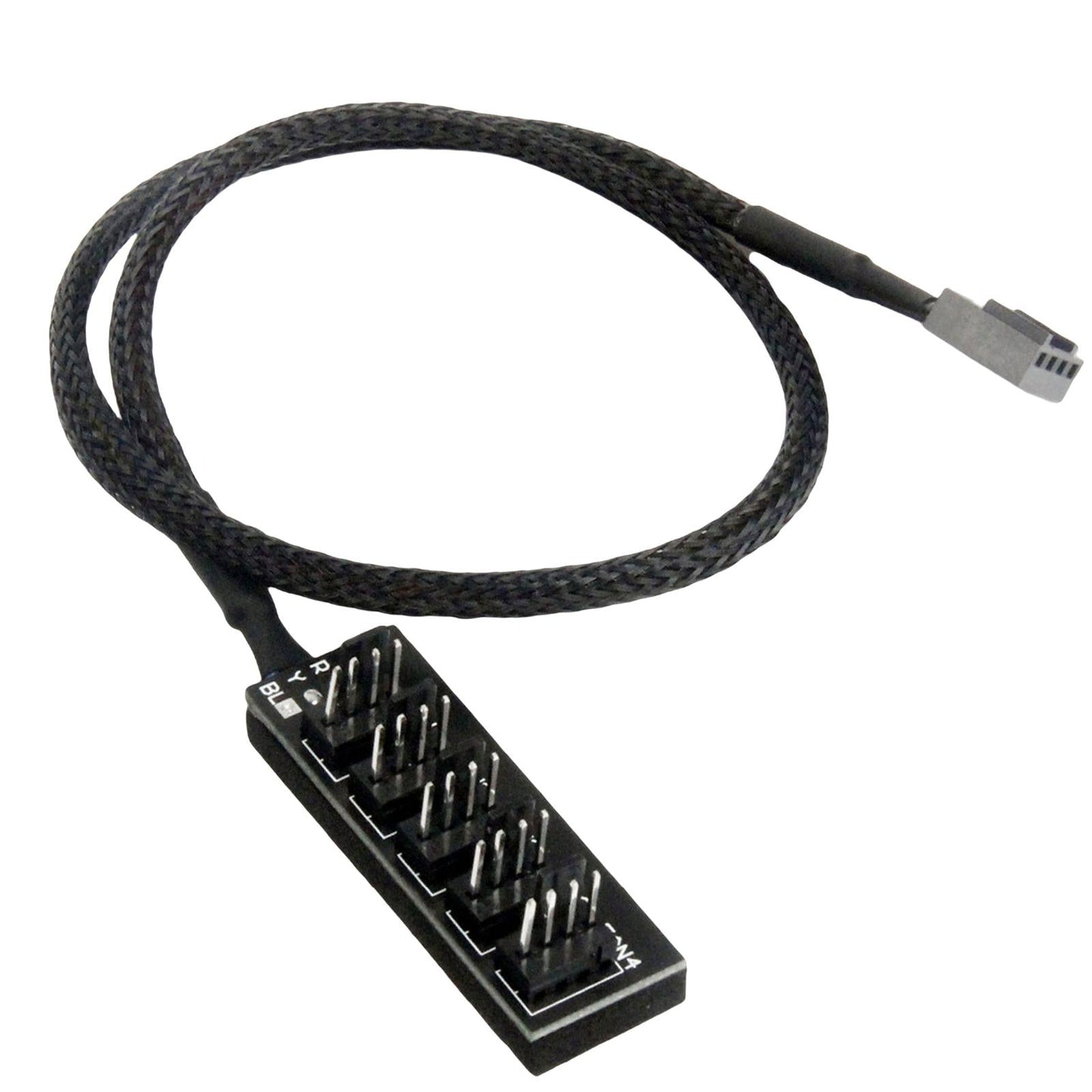 PWM Fan Hub Splitter Black Cord 1 to 5 Way Wire 4 Pin for 4 Pin & 3 Pin Fan