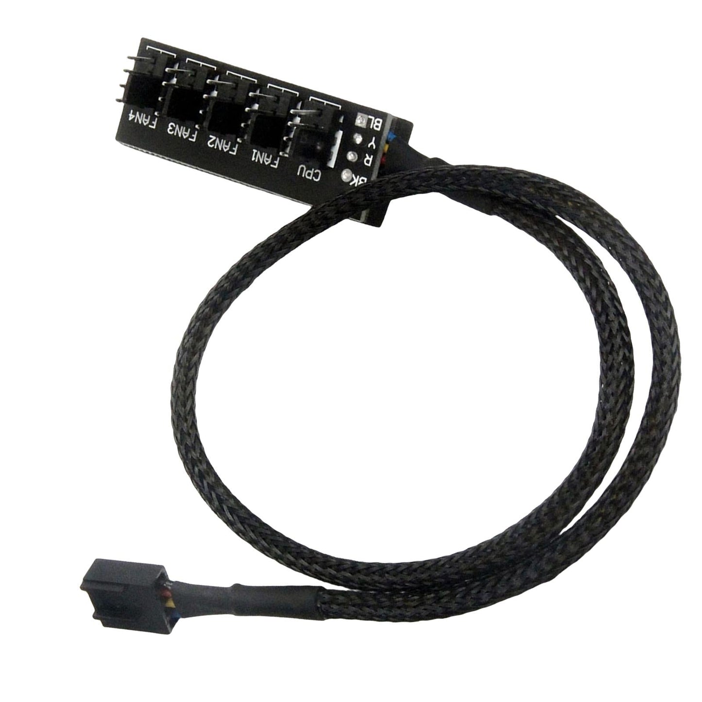 PWM Fan Hub Splitter Black Cord 1 to 5 Way Wire 4 Pin for 4 Pin & 3 Pin Fan