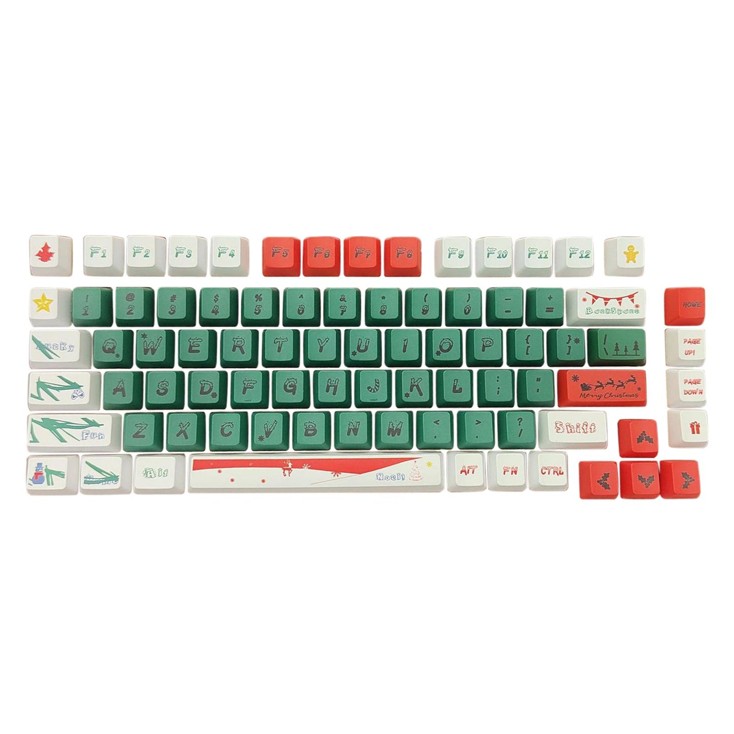 123 Keys PBT Keycaps Christmas Theme Waterproof for 61 64 68 87 96 98 108