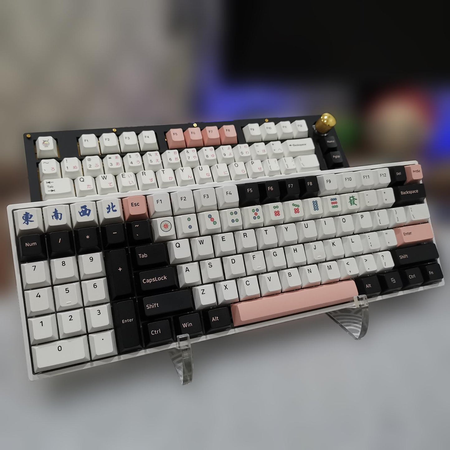 Full Transparent Mechanical Keyboard Stand Keyboard Display Stand 2 Slots