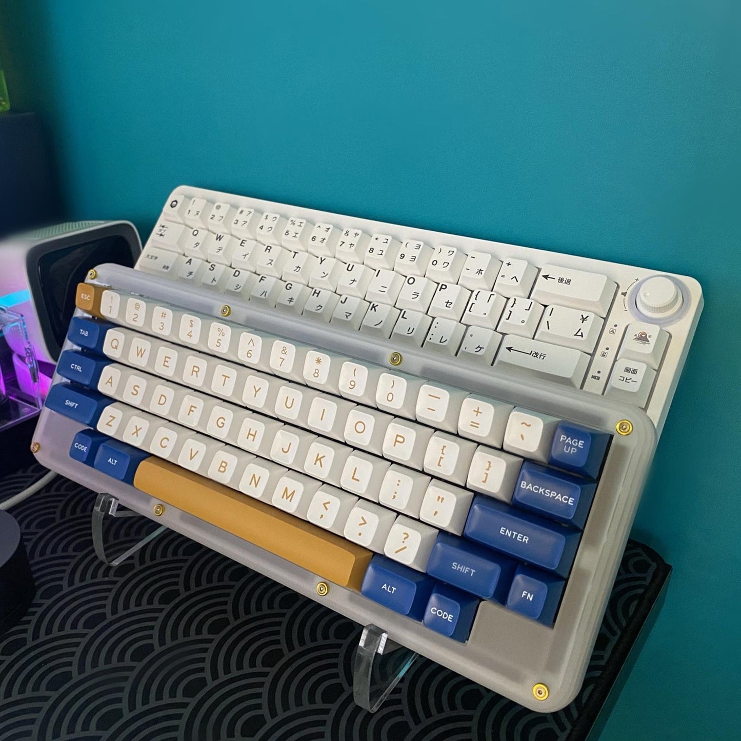 Full Transparent Mechanical Keyboard Stand Keyboard Display Stand 2 Slots