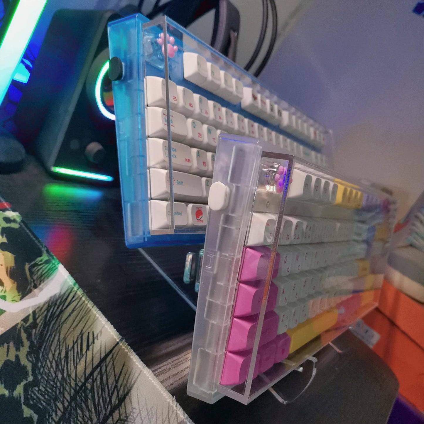 Full Transparent Mechanical Keyboard Stand Keyboard Display Stand 2 Slots