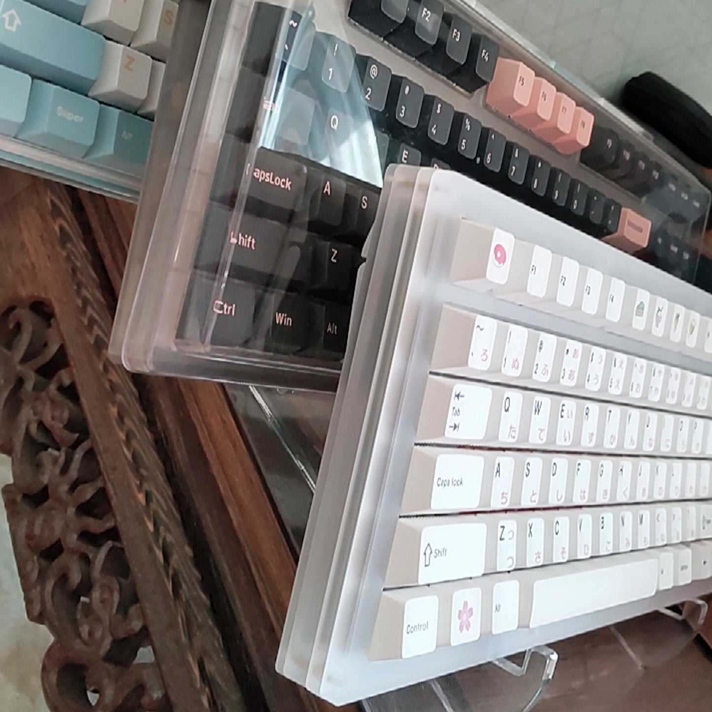 Full Transparent Mechanical Keyboard Stand Keyboard Display Stand 3 Slots