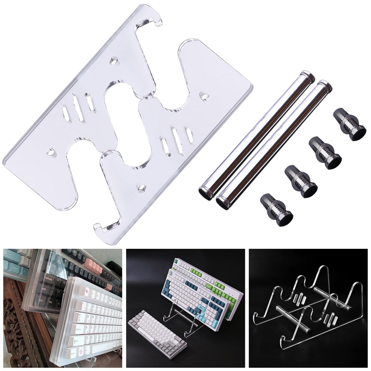 Full Transparent Mechanical Keyboard Stand Keyboard Display Stand 3 Slots
