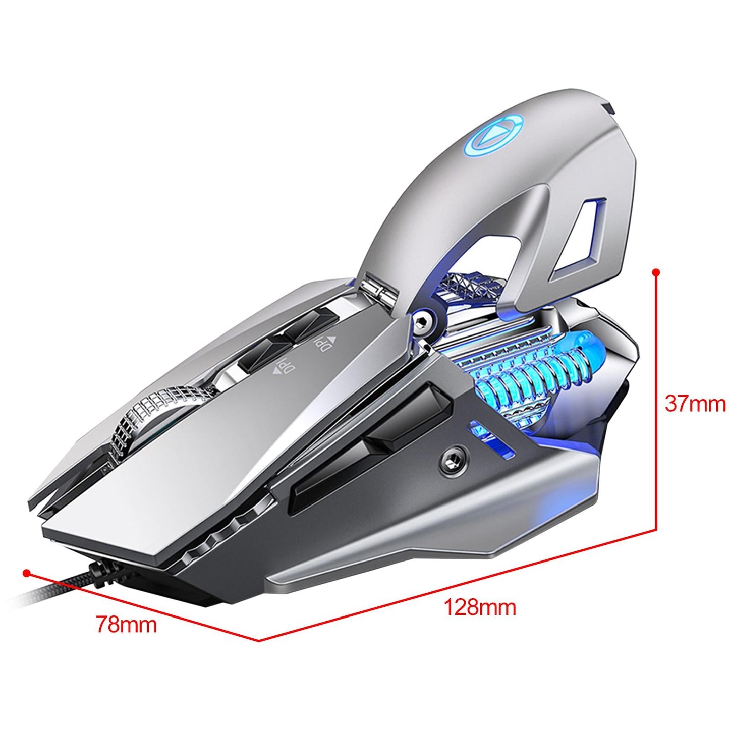 G10 Mechanical Gaming Mouse Wired Programming 7200 DPI with Flap Tail Silver