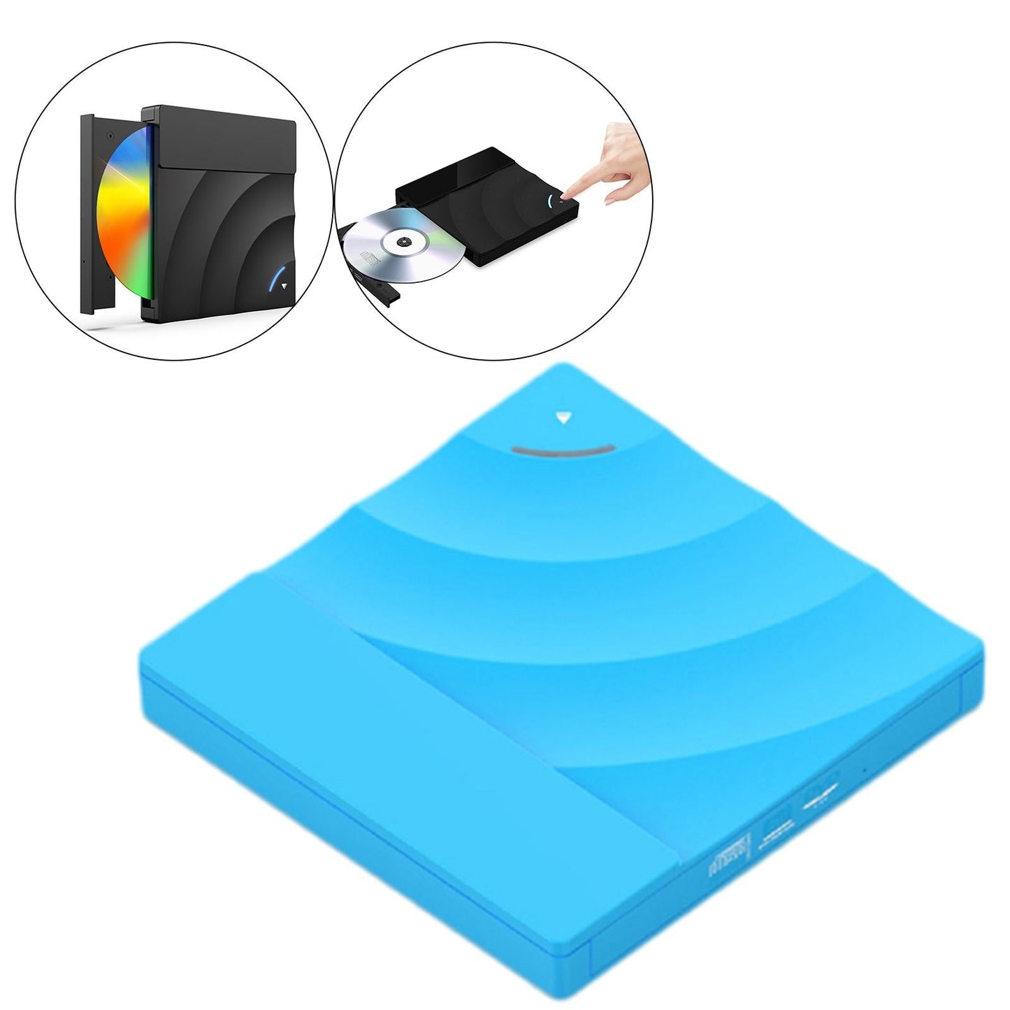 External CD DVD Rw Drive USB 3.0 Optical Disk Drive Rewriter Computer Blue