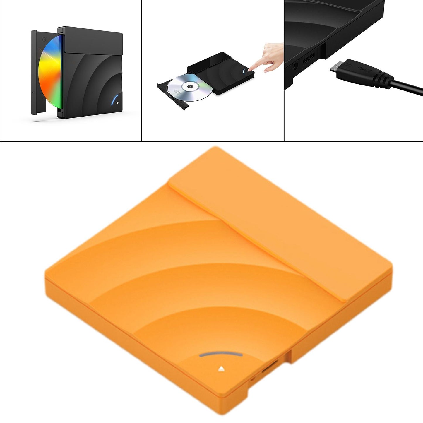 External CD DVD Rw Drive USB 3.0 Optical Disk Drive Rewriter Computer Orange