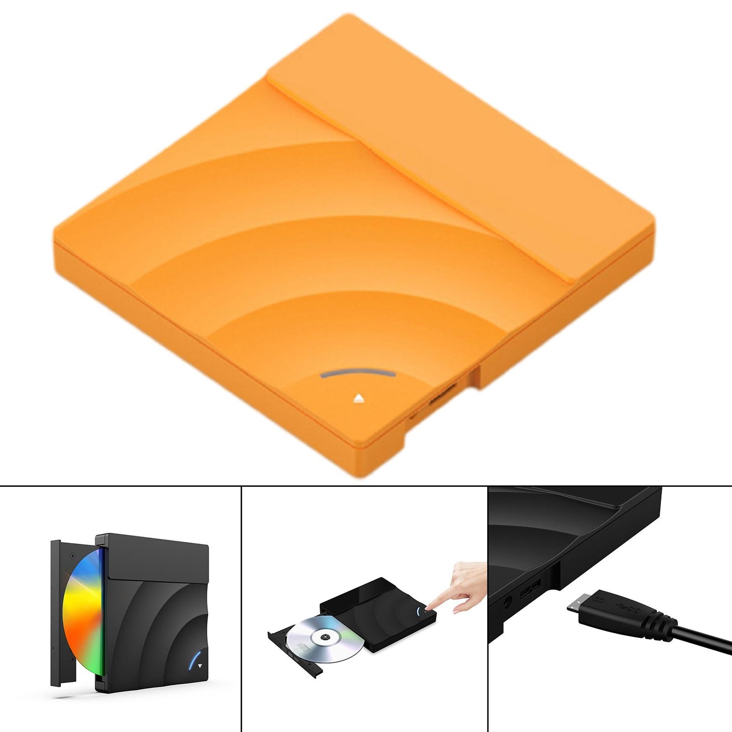External CD DVD Rw Drive USB 3.0 Optical Disk Drive Rewriter Computer Orange