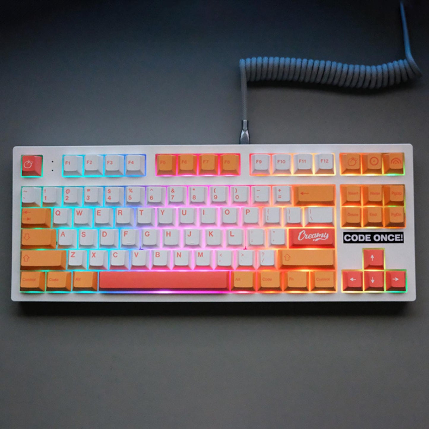 141 Keys PBT Peach Keycaps Dye Sub for Gaming Mechanical Keyboard ISO Enter