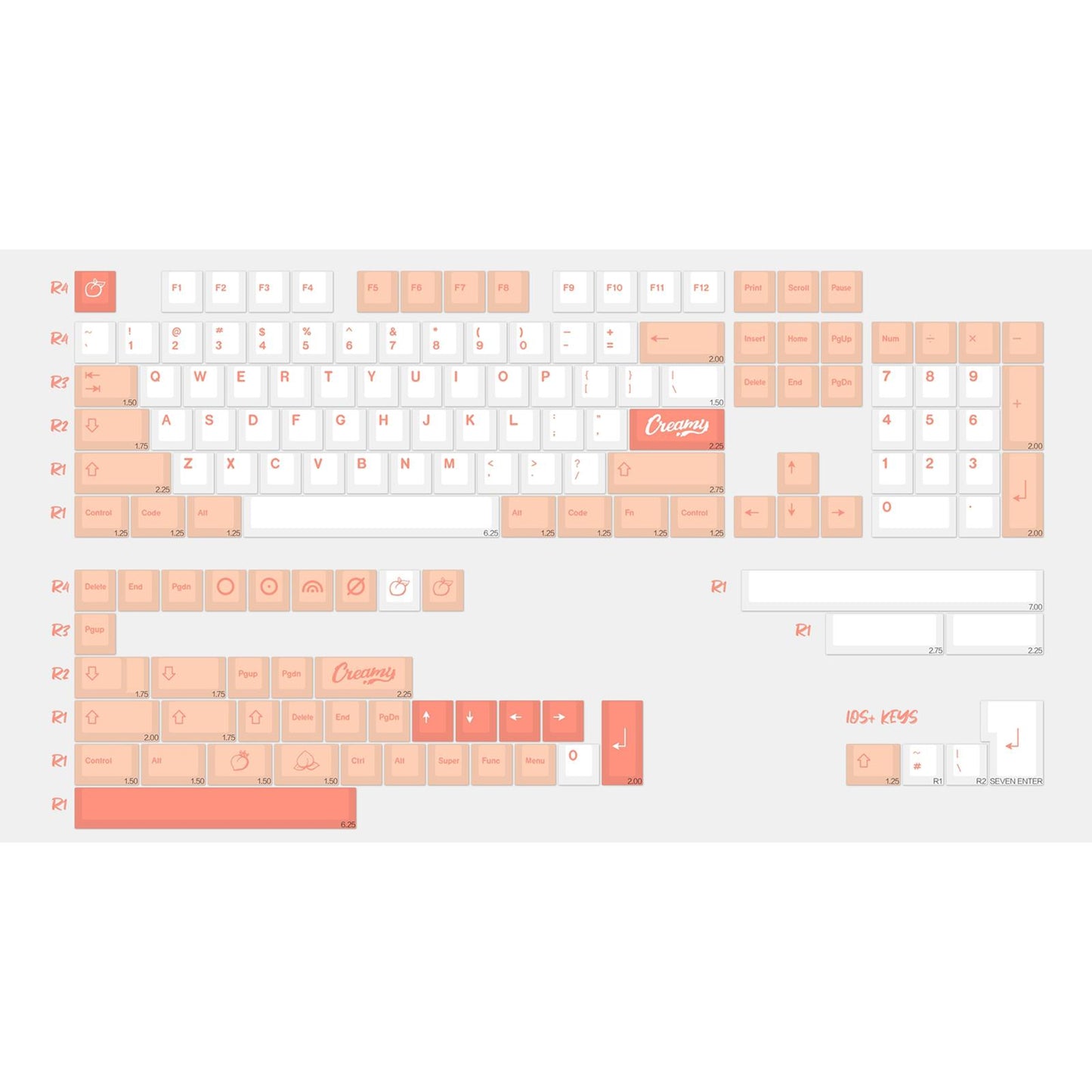 141 Keys PBT Peach Keycaps Dye Sub for Gaming Mechanical Keyboard ISO Enter