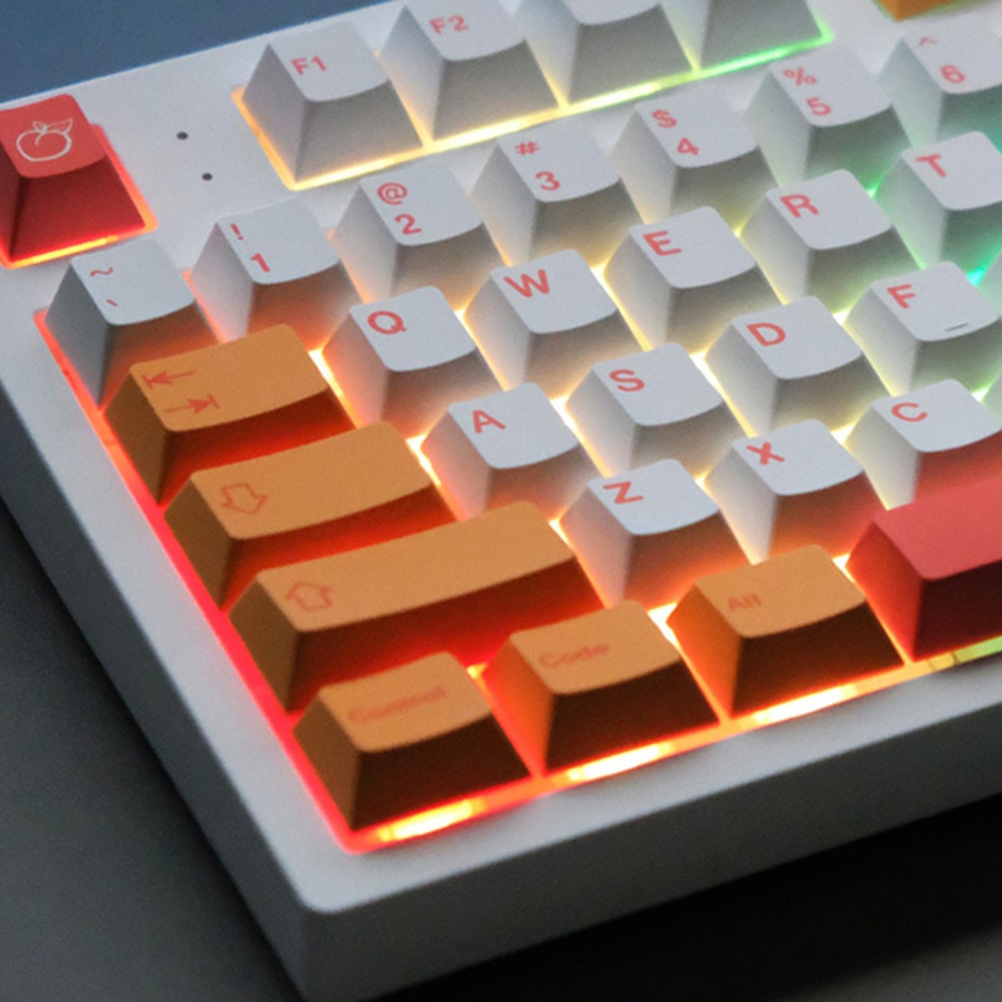 141 Keys PBT Peach Keycaps Dye Sub for Gaming Mechanical Keyboard ISO Enter