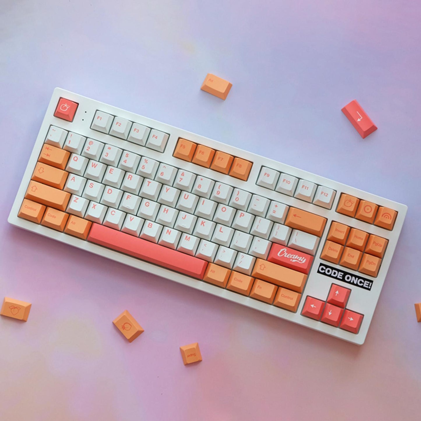 141 Keys PBT Peach Keycaps Dye Sub for Gaming Mechanical Keyboard ISO Enter