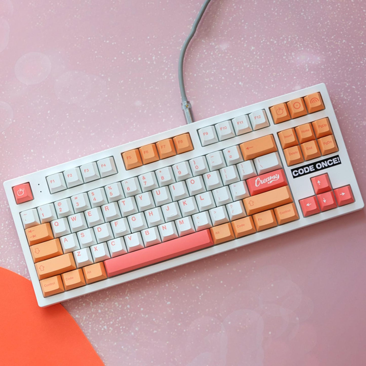 141 Keys PBT Peach Keycaps Dye Sub for Gaming Mechanical Keyboard ISO Enter