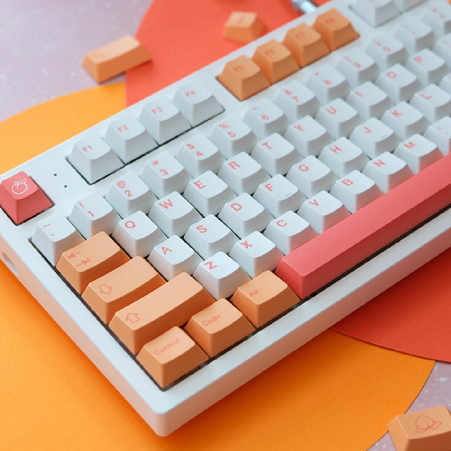 141 Keys PBT Peach Keycaps Dye Sub for Gaming Mechanical Keyboard ISO Enter