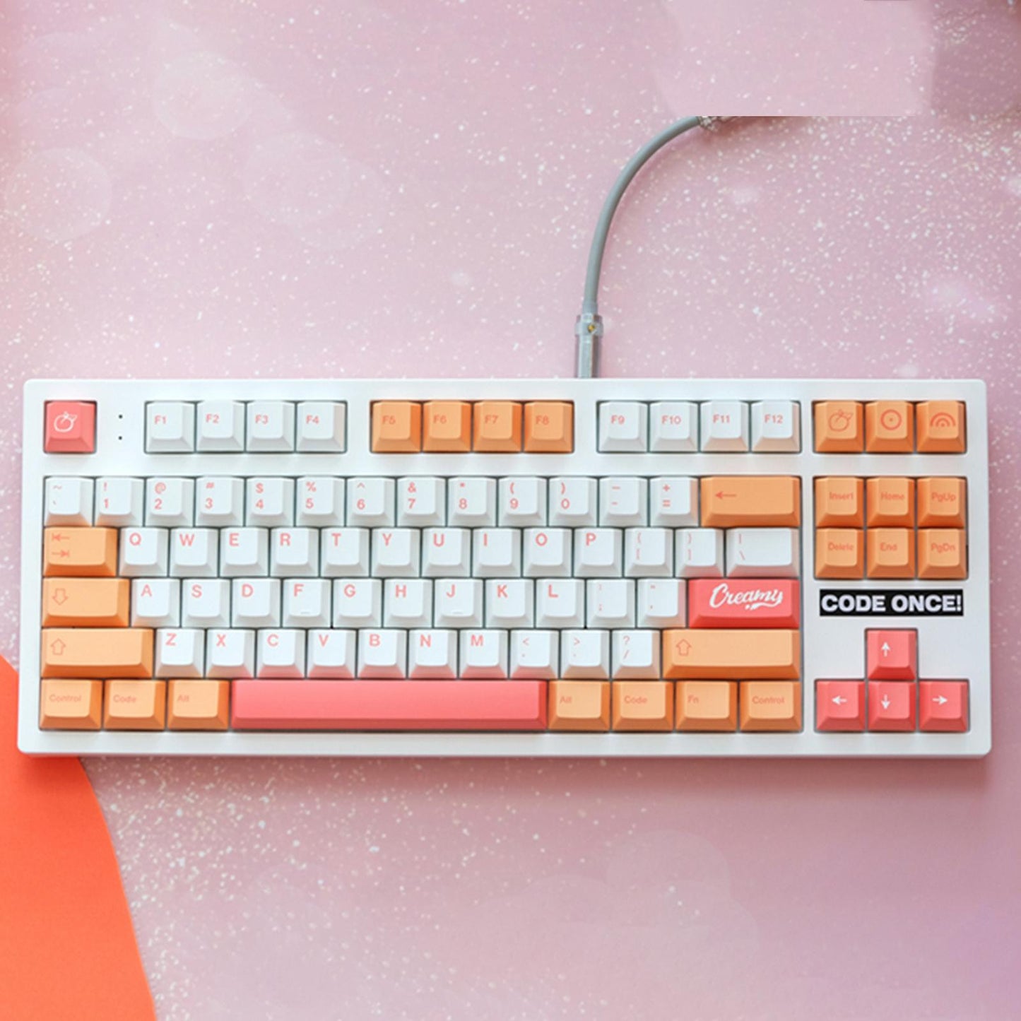 141 Keys PBT Peach Keycaps Dye Sub for Gaming Mechanical Keyboard ISO Enter
