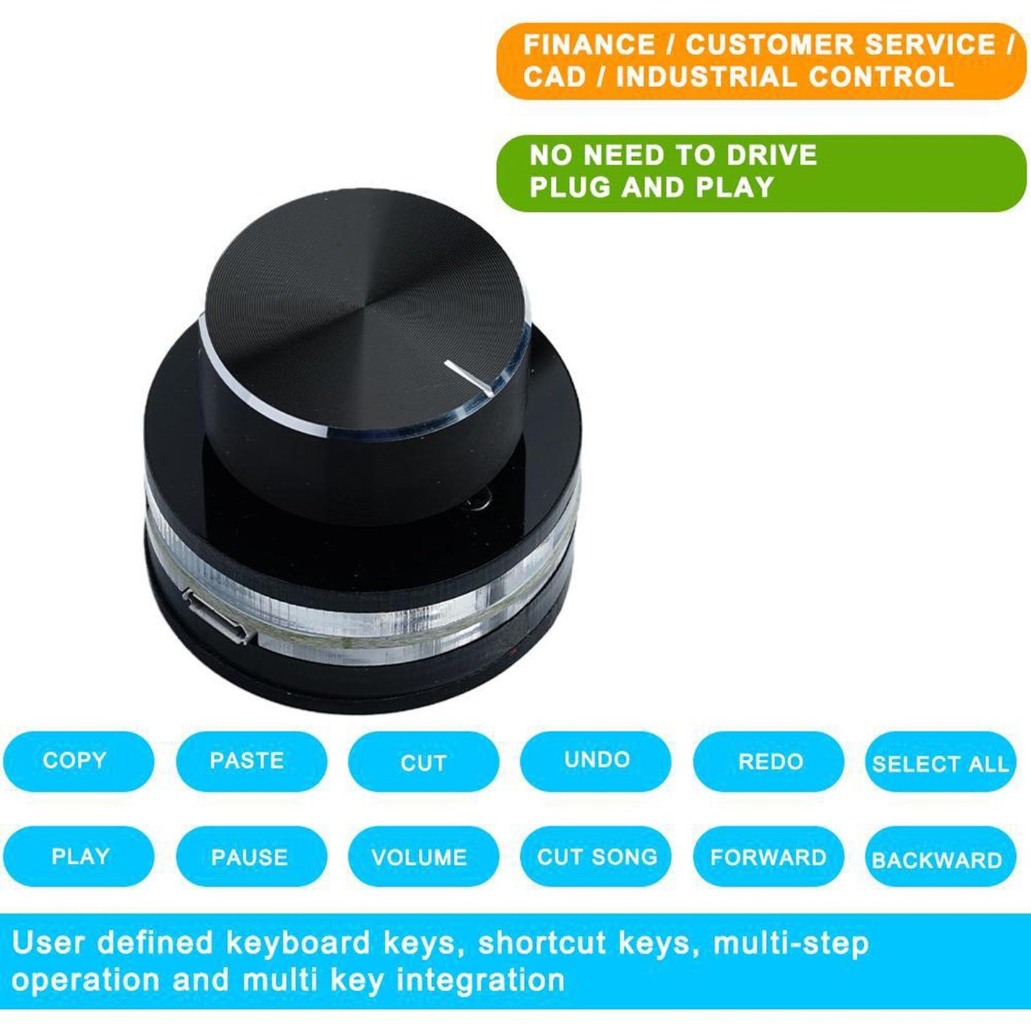 USB One-key Keyboard Knob Backlit Programming Keypad Custom Shortcut Black