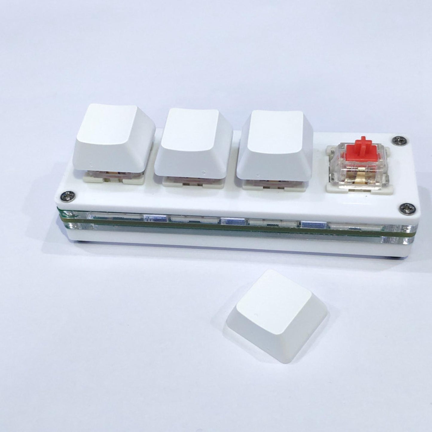 USB Mini 4 Keys Keyboard Programmable Hot Swap for Office Red Switch