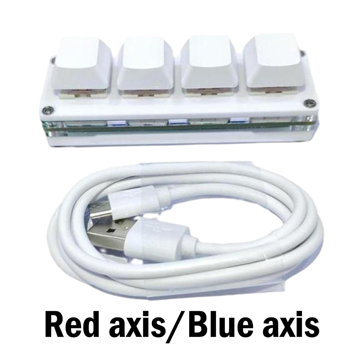 USB Mini 4 Keys Keyboard Programmable Hot Swap for Office Red Switch