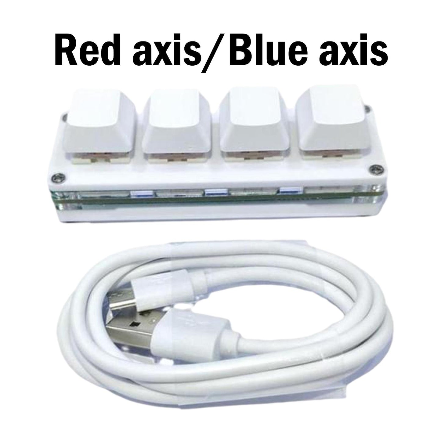 USB Mini 4 Keys Keyboard Programmable Hot Swap for Office Red Switch