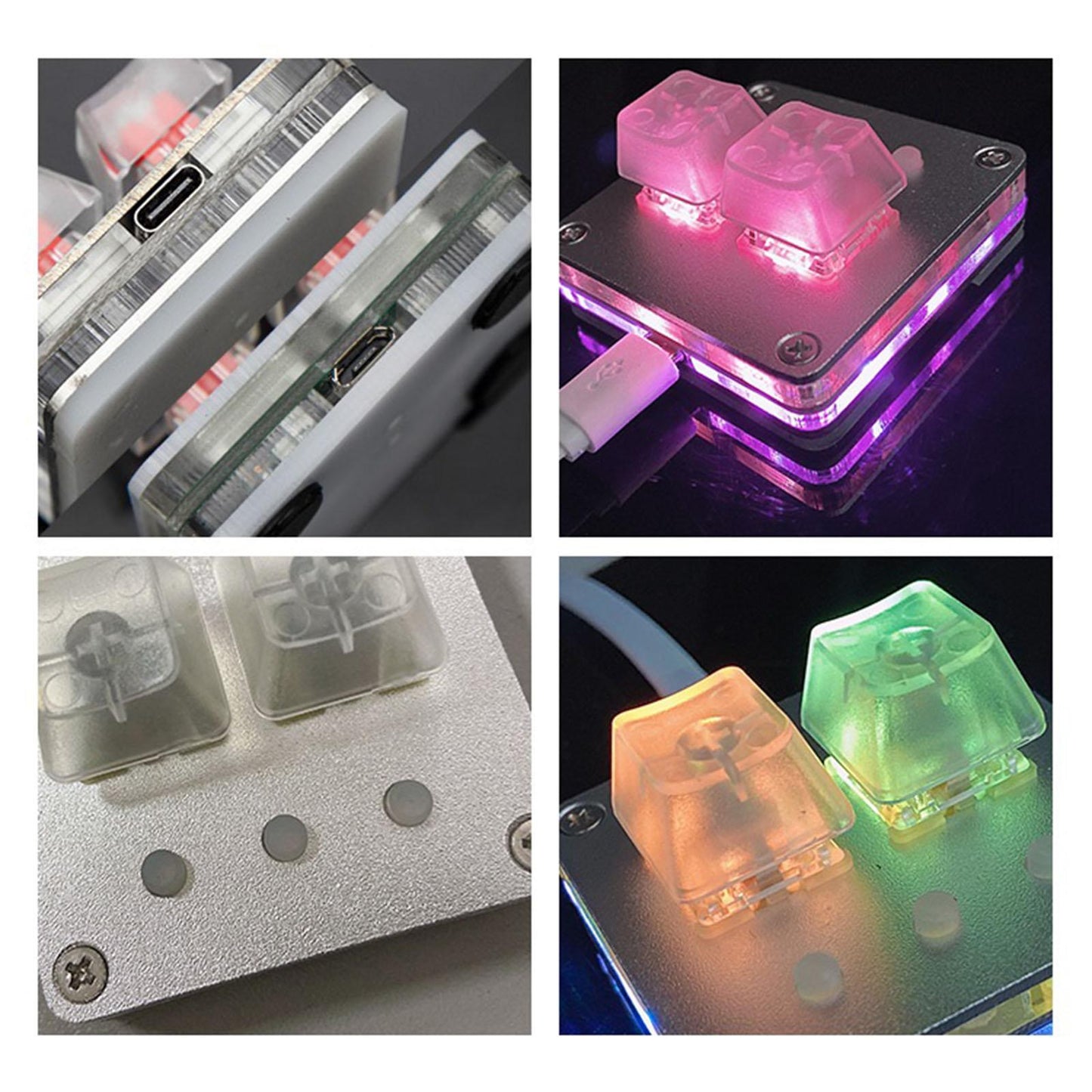 Mini 2-Key Keyboard RGB Programmable Mechanical Gaming PC Keypad Red Switch