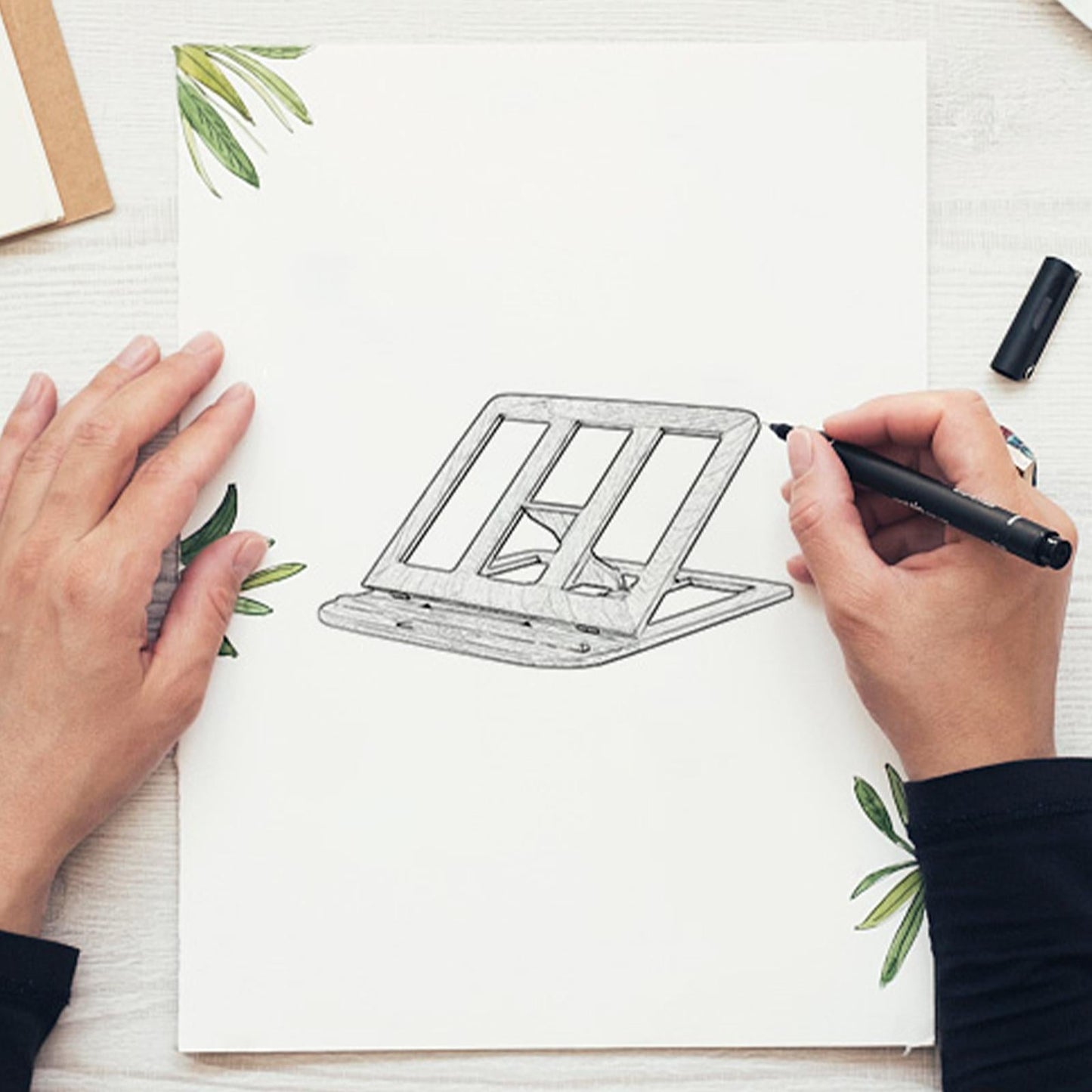 Portable Foldable Laptop Stand Riser for Home Office Library Work Beech