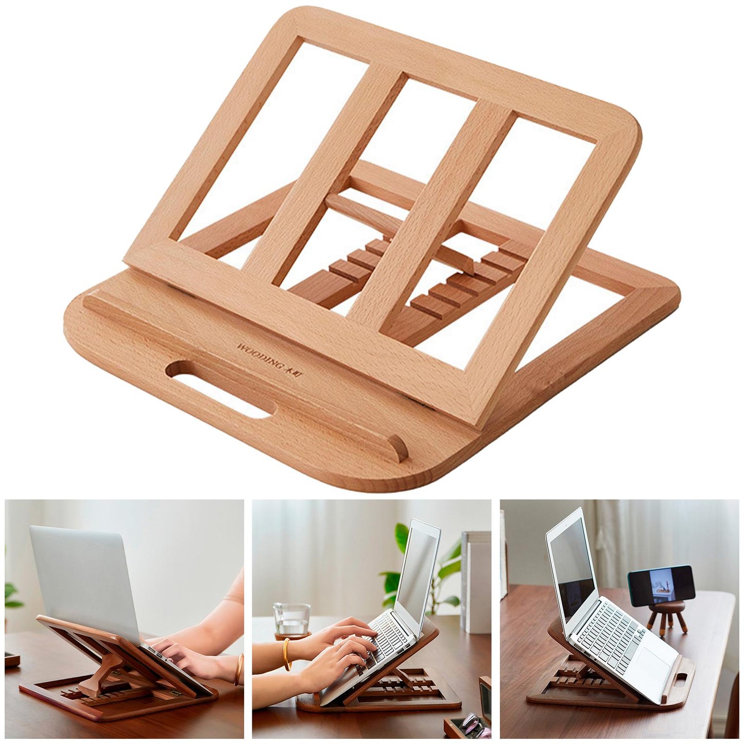 Portable Foldable Laptop Stand Riser for Home Office Library Work Beech