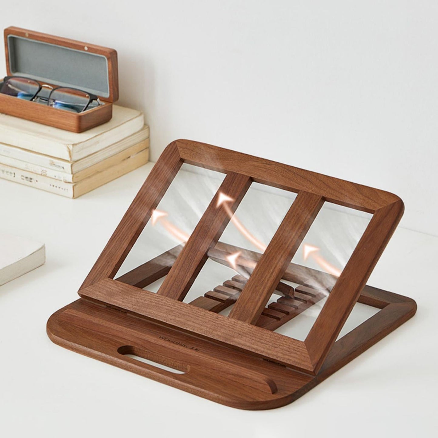 Portable Foldable Laptop Stand Riser for Home Office Library Work Walnut