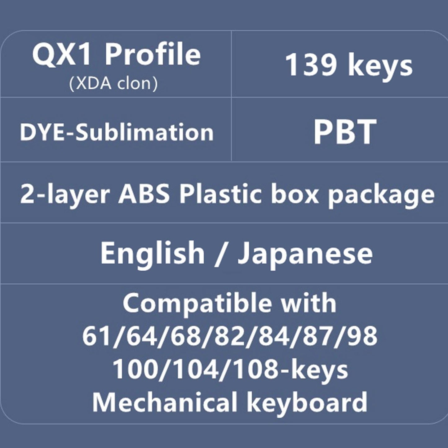 139Keys XDA Profile Keycaps 2-Layer for MX Mechanical Keyboard Japanese Font