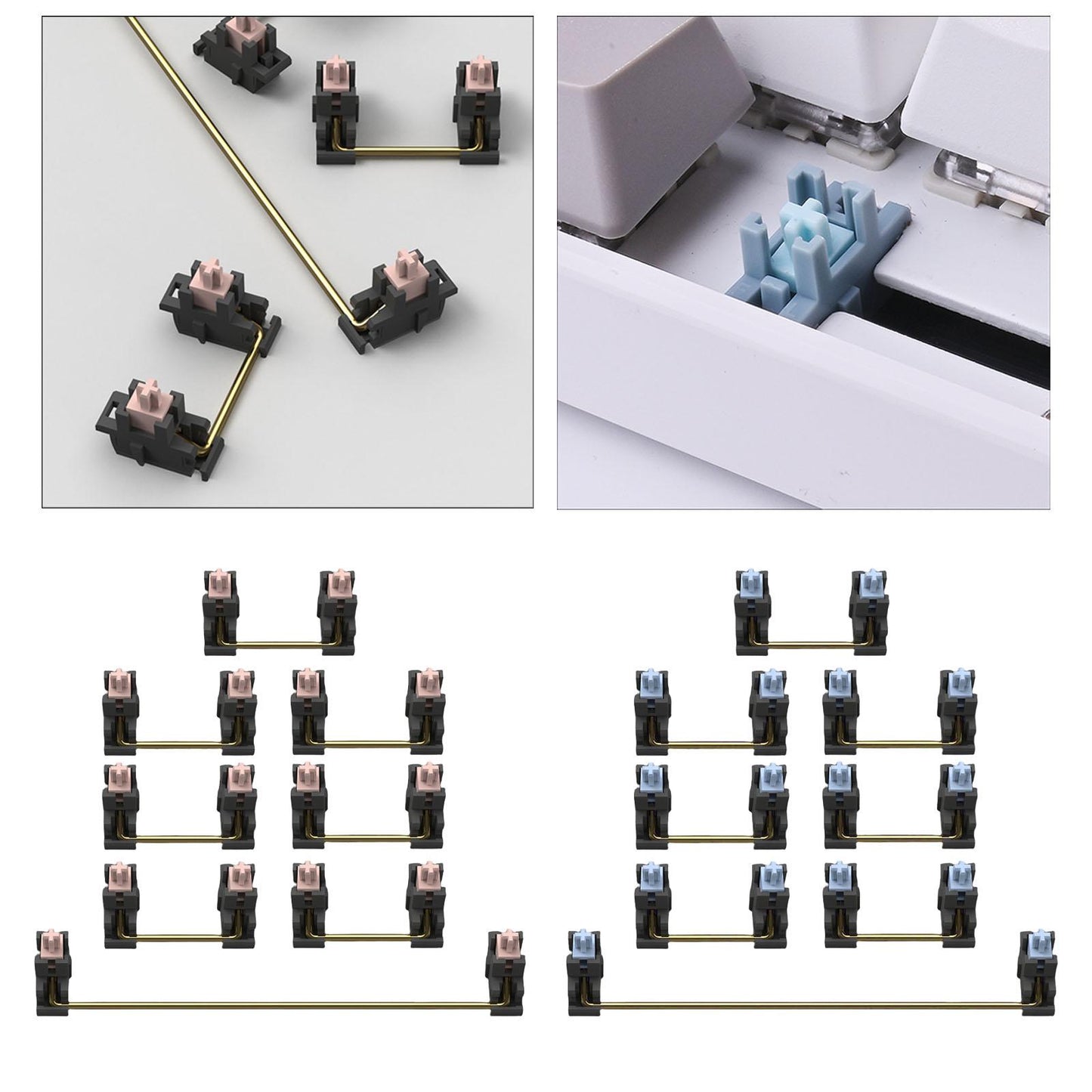 Plate Mount Stabilizer 7x2U 1x6.25U for Mechanical Keyboard black pink