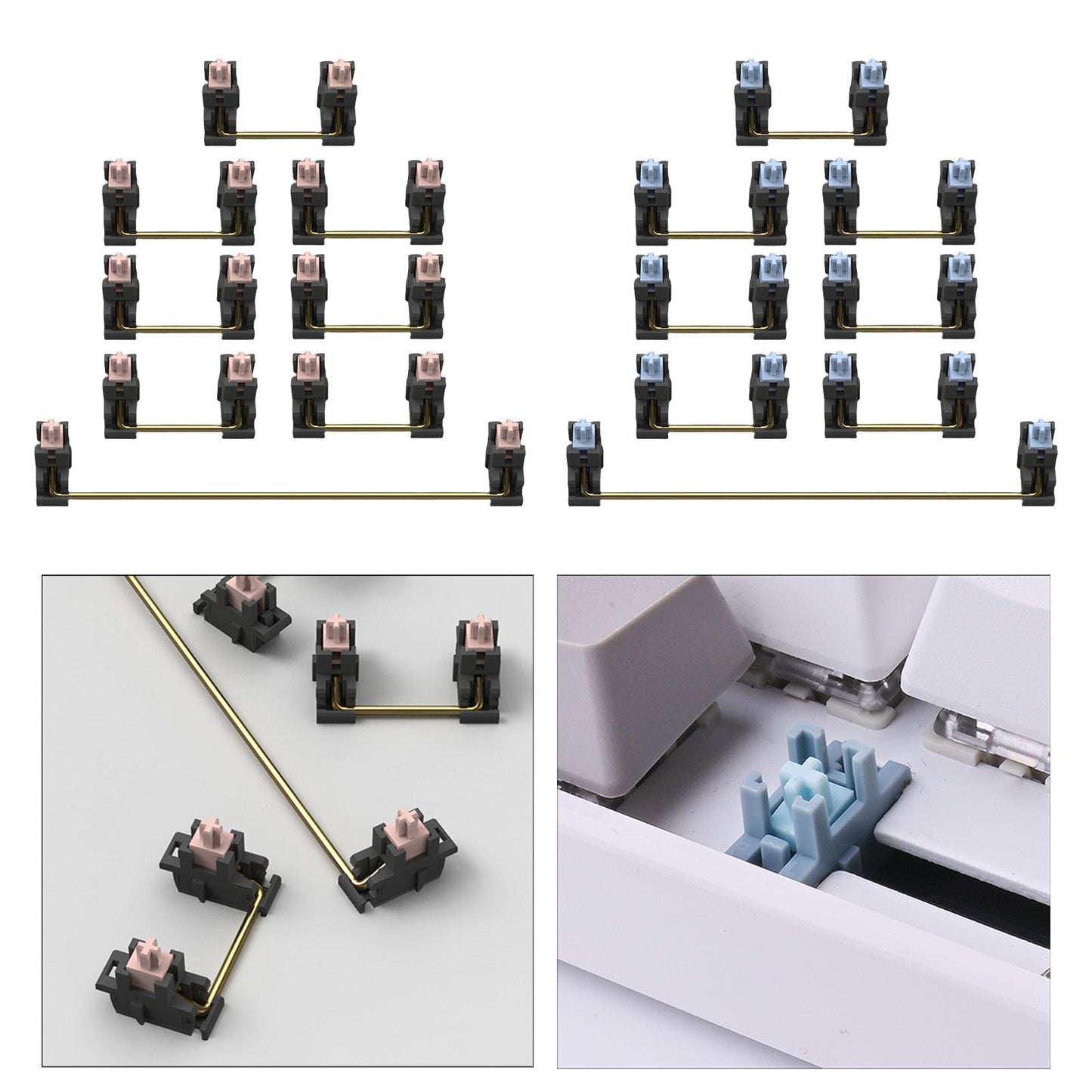 Plate Mount Stabilizer 7x2U 1x6.25U for Mechanical Keyboard black pink