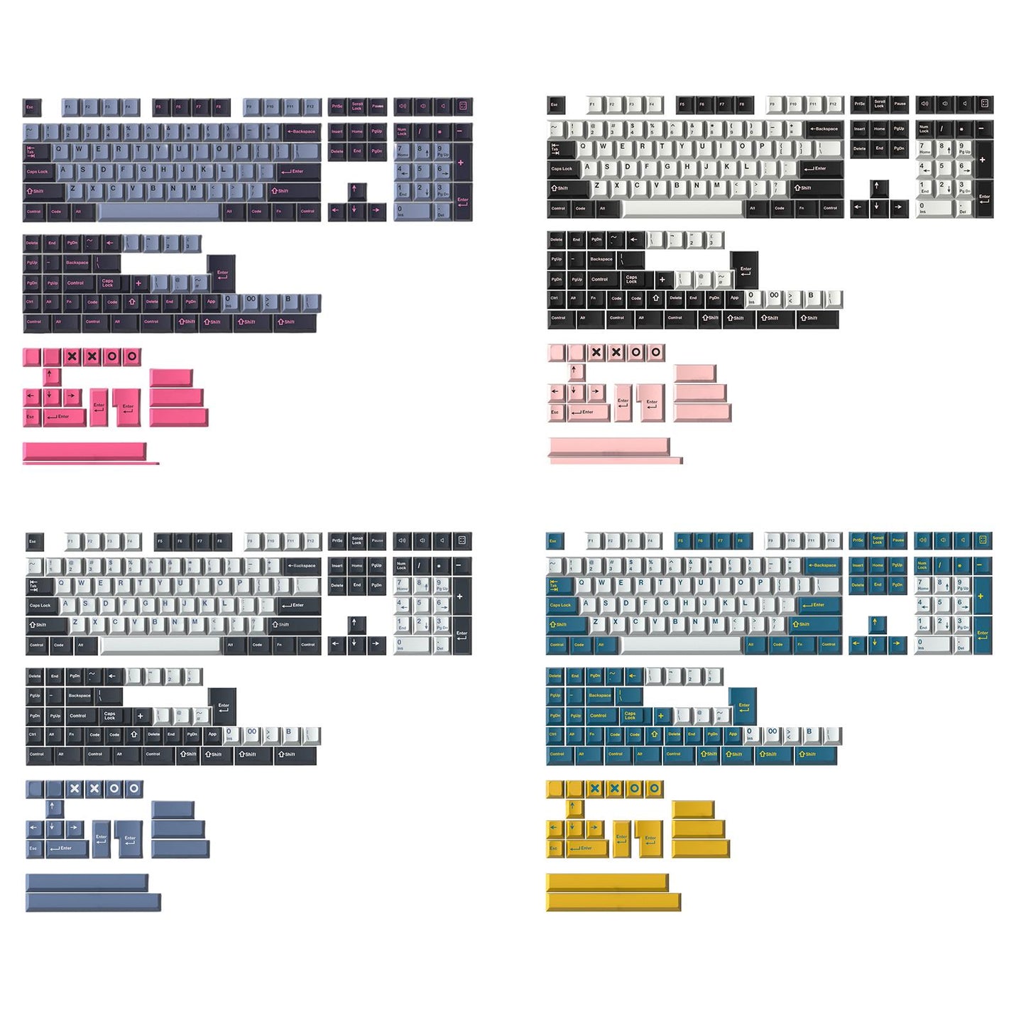 173-Key Keycaps Kits for Cherry MX Switch 84/87/96/98 Black Gray Red