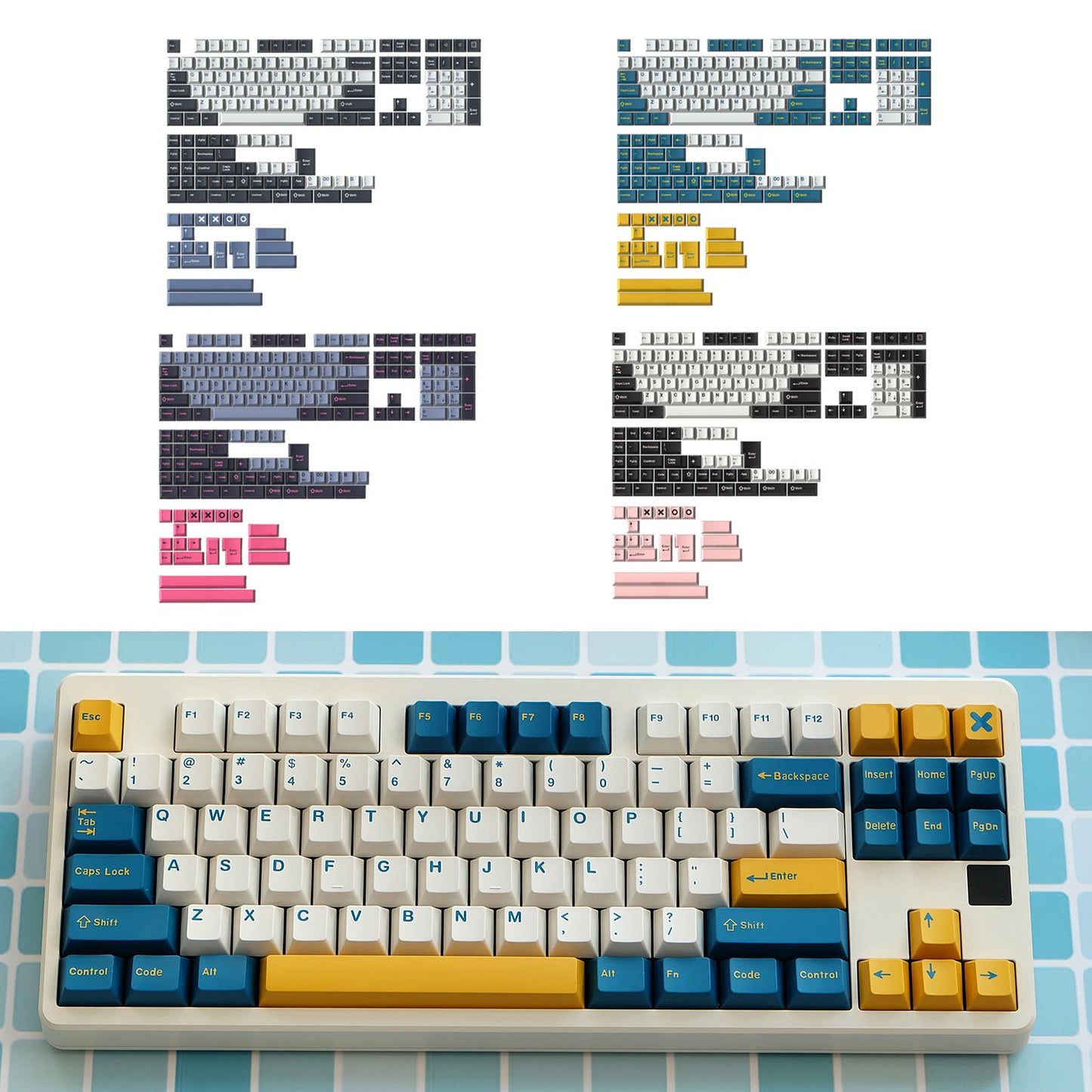 173-Key Keycaps Kits for Cherry MX Switch 84/87/96/98 Black Gray Red