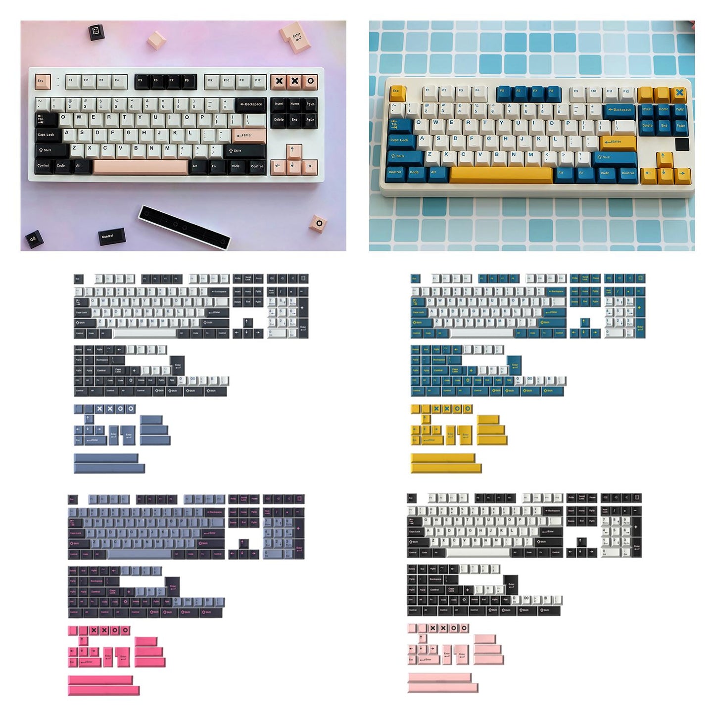 173-Key Keycaps Kits for Cherry MX Switch 84/87/96/98 Black Gray Red