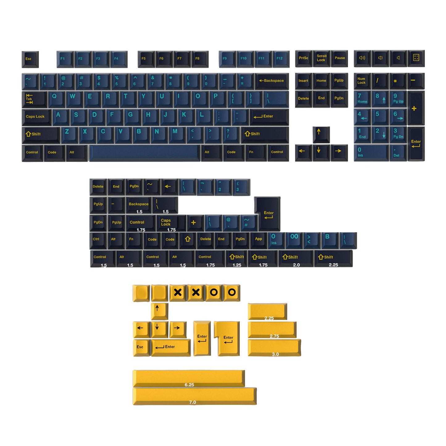 173-Key Keycaps Kit for Mechanical Keyboards for MX Switch 84/87/96/98 Nau.