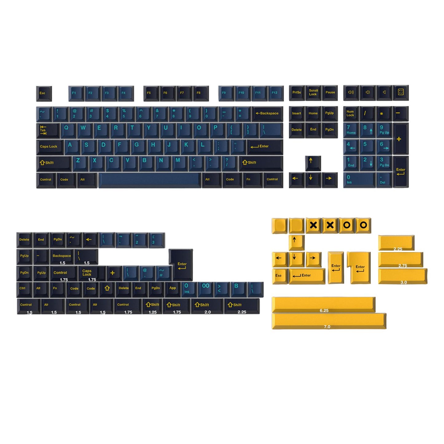 173-Key Keycaps Kit for Mechanical Keyboards for MX Switch 84/87/96/98 Nau.