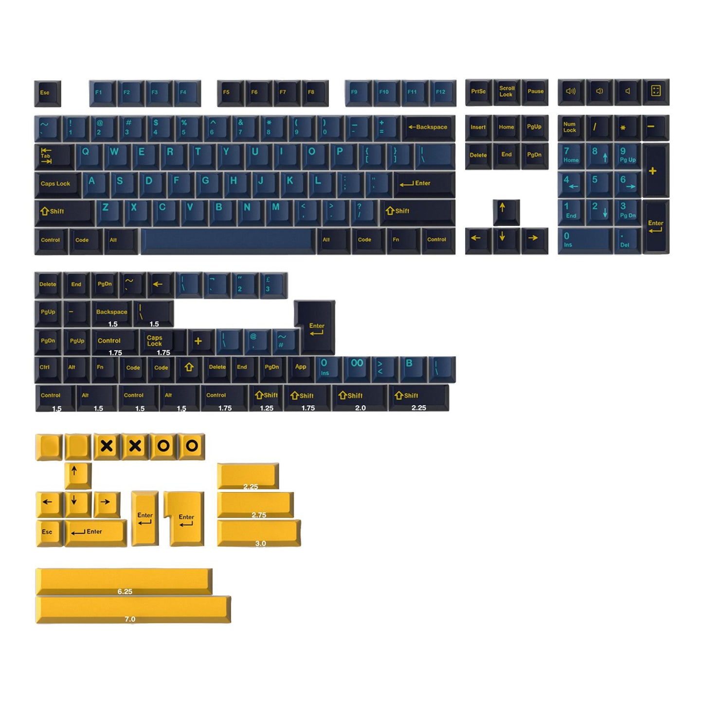173-Key Keycaps Kit for Mechanical Keyboards for MX Switch 84/87/96/98 Nau.
