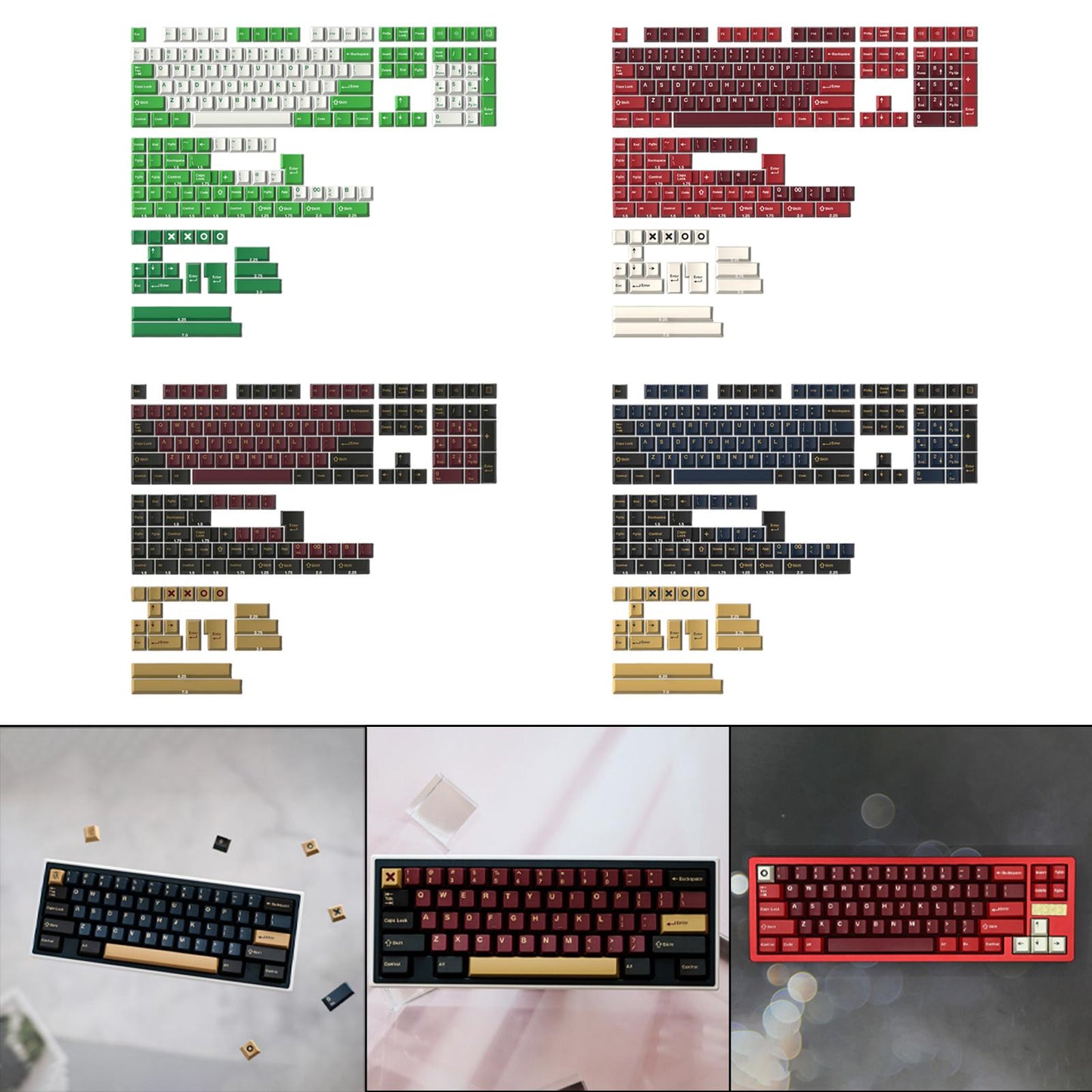 173-Key Keycaps Kit for Cherry MX Switch Mechanical Keyboards 104 108 Layout RAT.