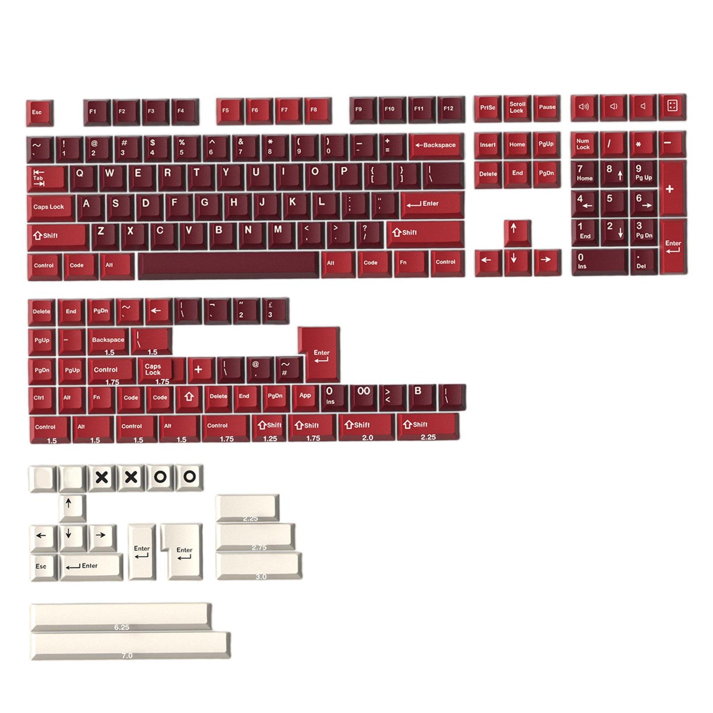 173-Key Keycaps Kit for Cherry MX Switch Mechanical Keyboards 104 108 Layout Jam.