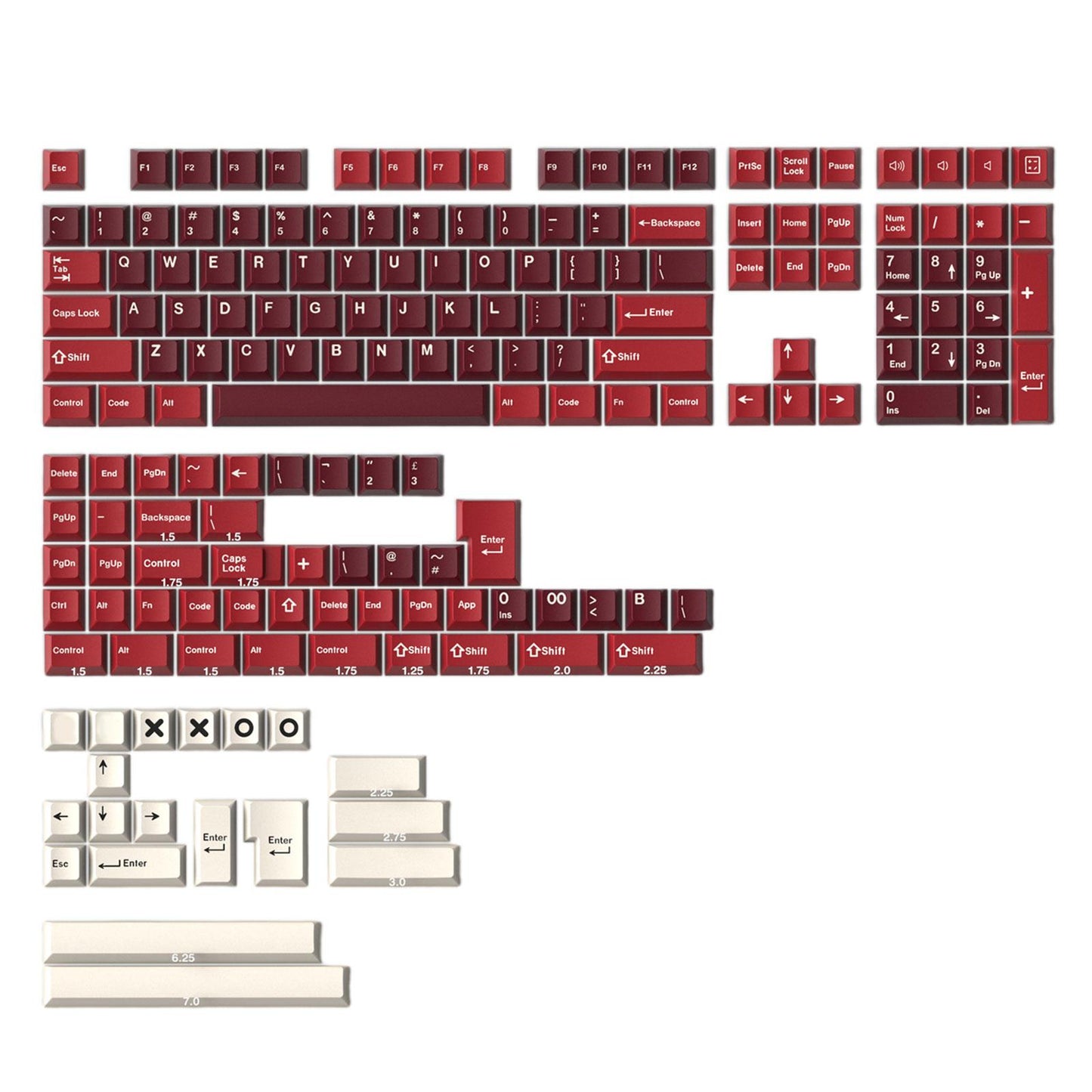 173-Key Keycaps Kit for Cherry MX Switch Mechanical Keyboards 104 108 Layout Jam.