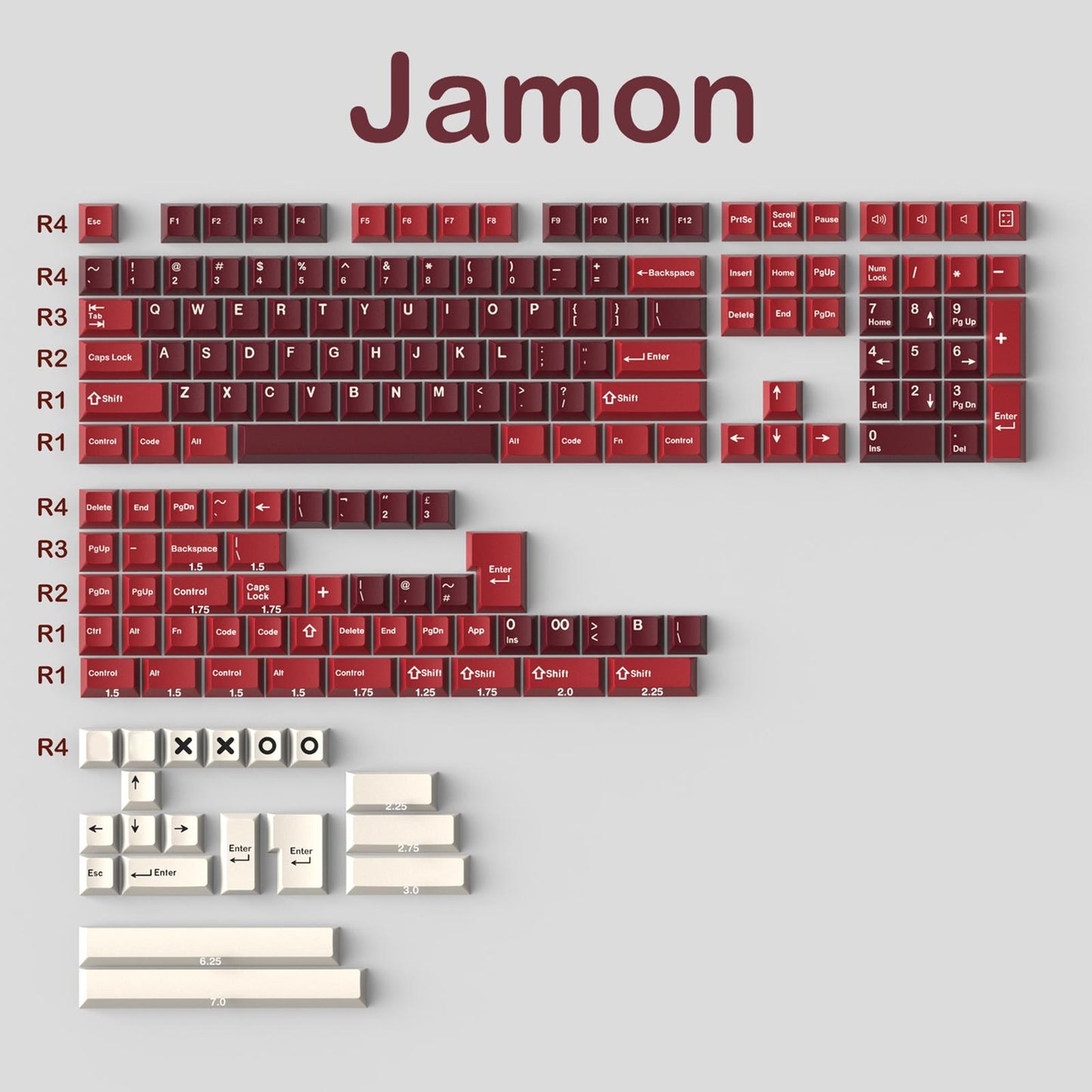 173-Key Keycaps Kit for Cherry MX Switch Mechanical Keyboards 104 108 Layout Jam.