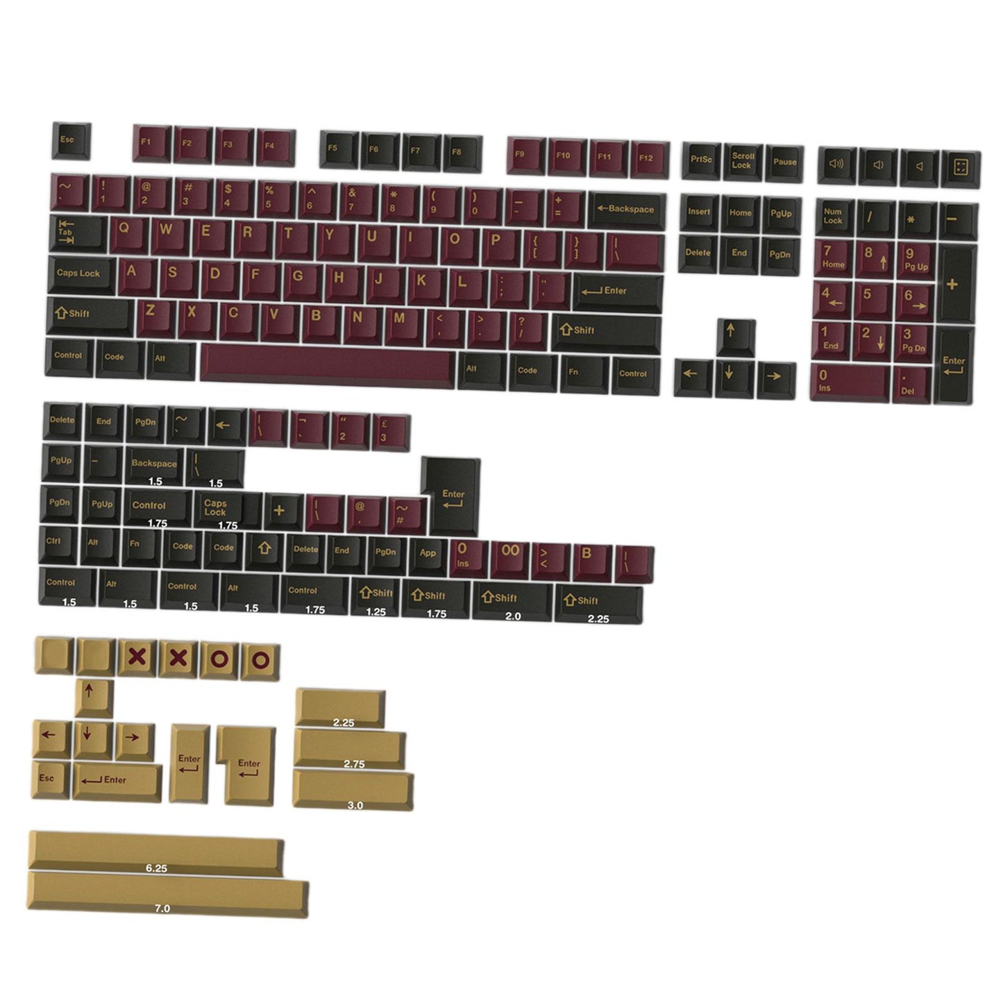 173-Key Keycaps Kit for Cherry MX Switch Mechanical Keyboards 104 108 Layout RS.
