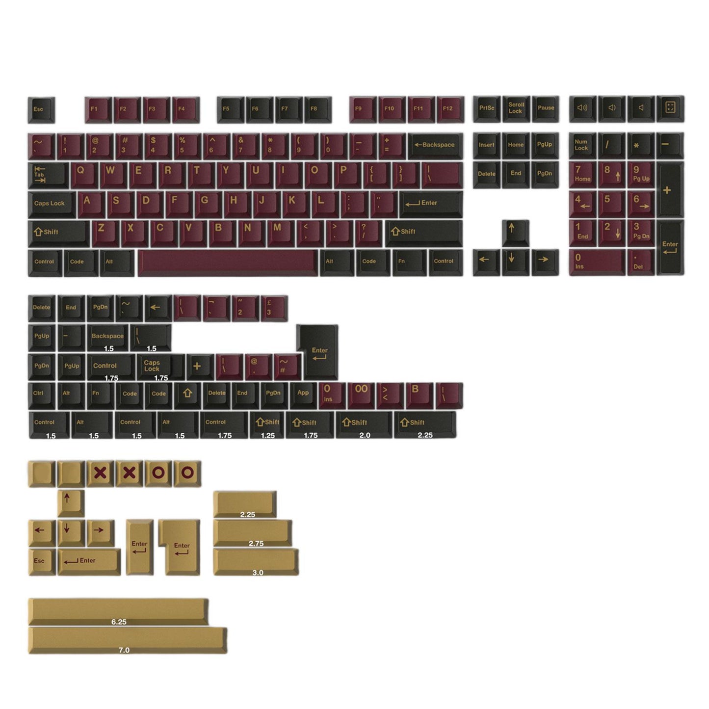 173-Key Keycaps Kit for Cherry MX Switch Mechanical Keyboards 104 108 Layout RS.