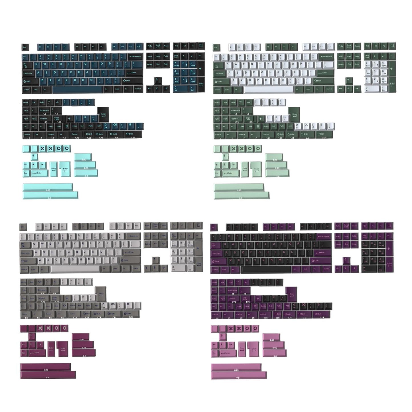 173 Keys Key Caps Keycaps 1.75U 2U for MX Switch Cherry Profile Monster