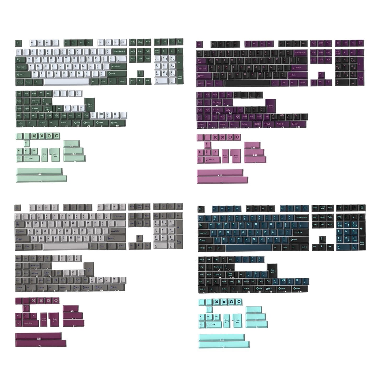 173 Keys Key Caps Keycaps 1.75U 2U for MX Switch Cherry Profile Monster