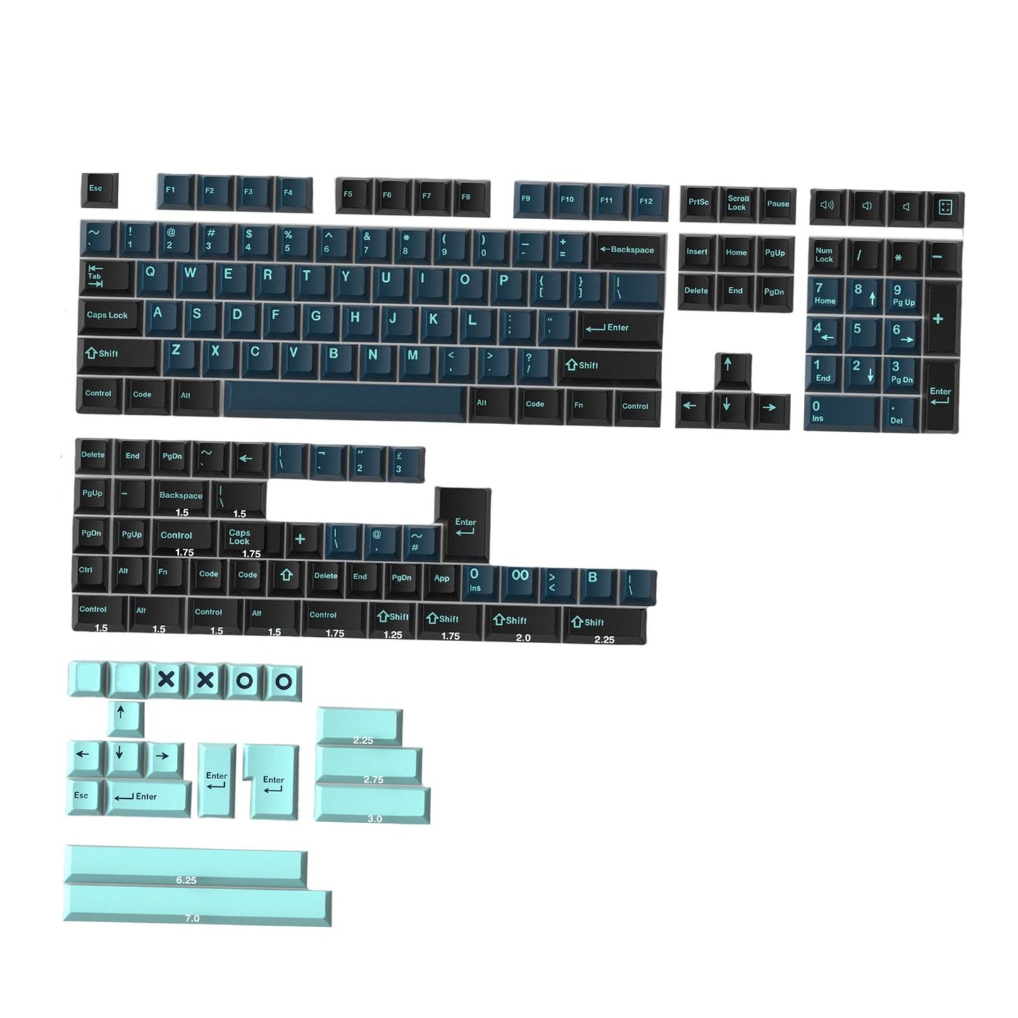 173 Keys Key Caps Keycaps 1.75U 2U for MX Switch Cherry Profile Monster