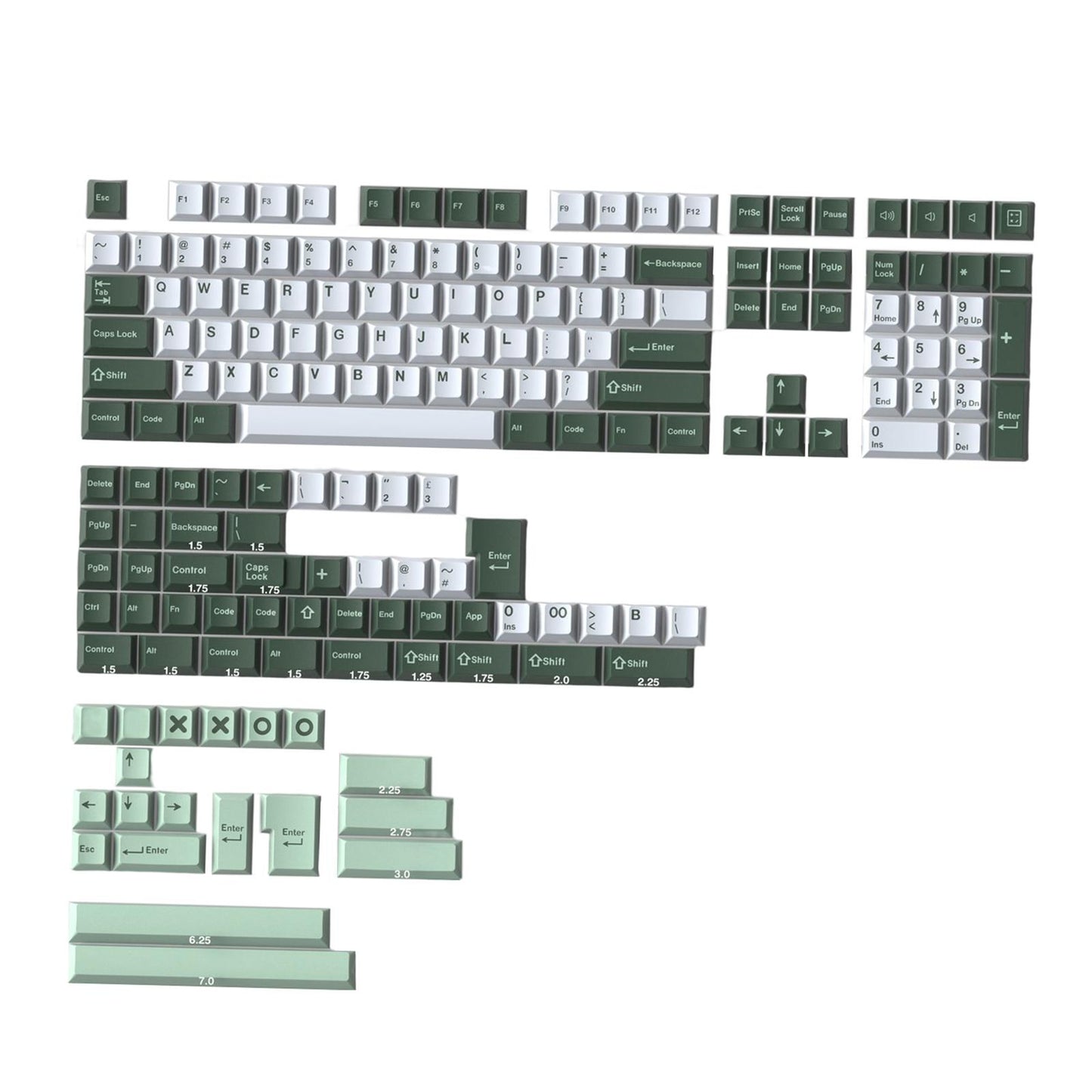 173 Keys Key Caps Keycaps 1.75U 2U for MX Switch Cherry Profile Botanical