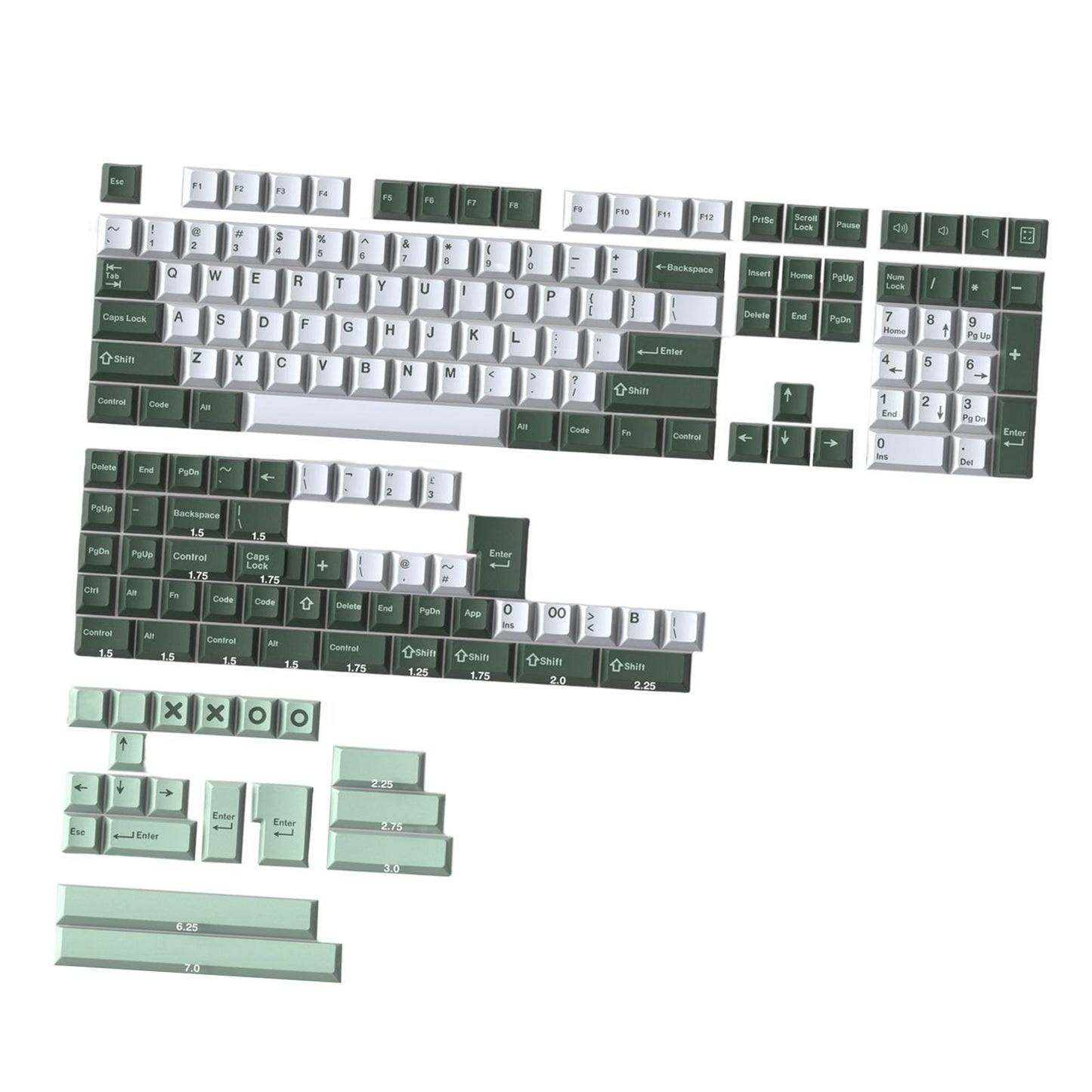 173 Keys Key Caps Keycaps 1.75U 2U for MX Switch Cherry Profile Botanical