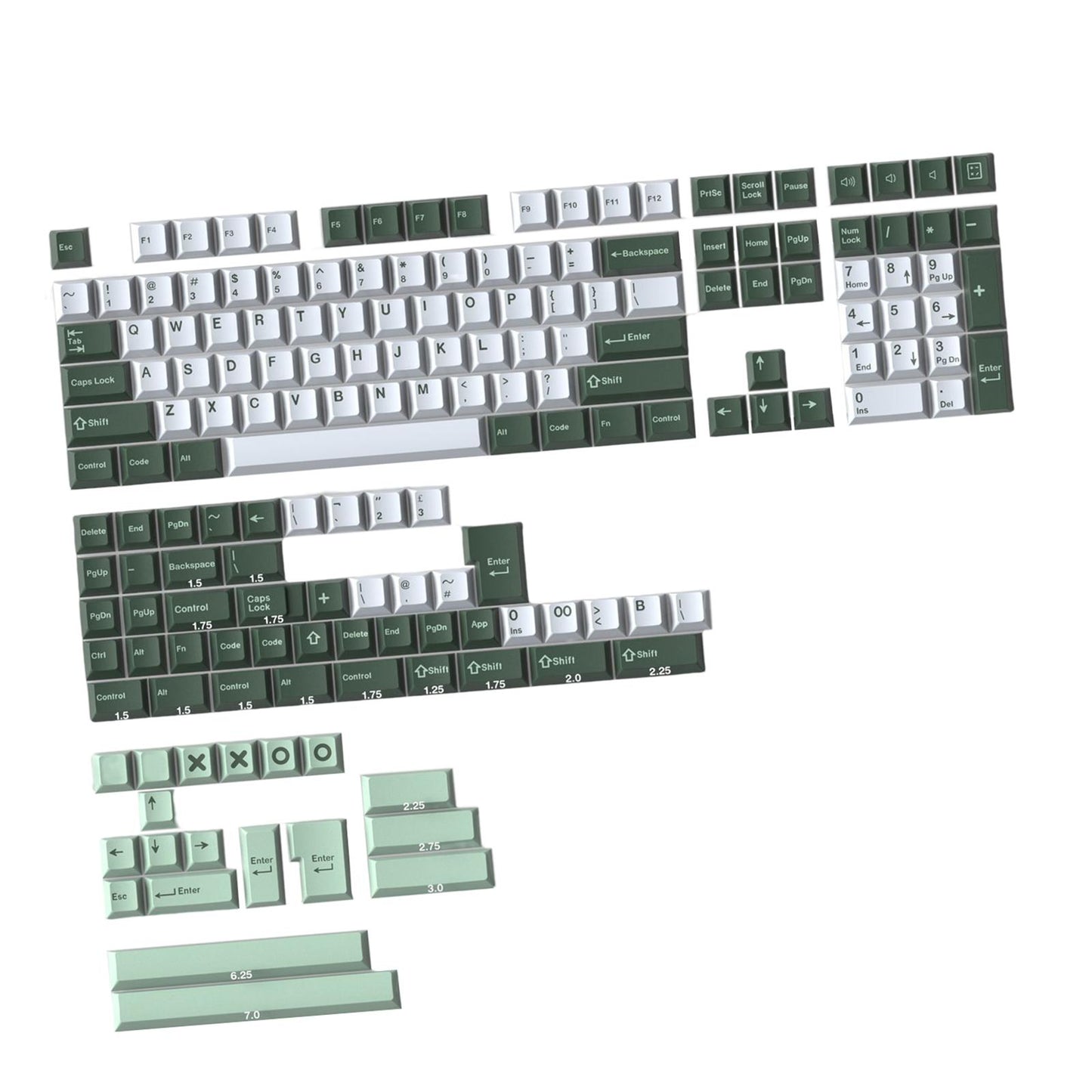 173 Keys Key Caps Keycaps 1.75U 2U for MX Switch Cherry Profile Botanical