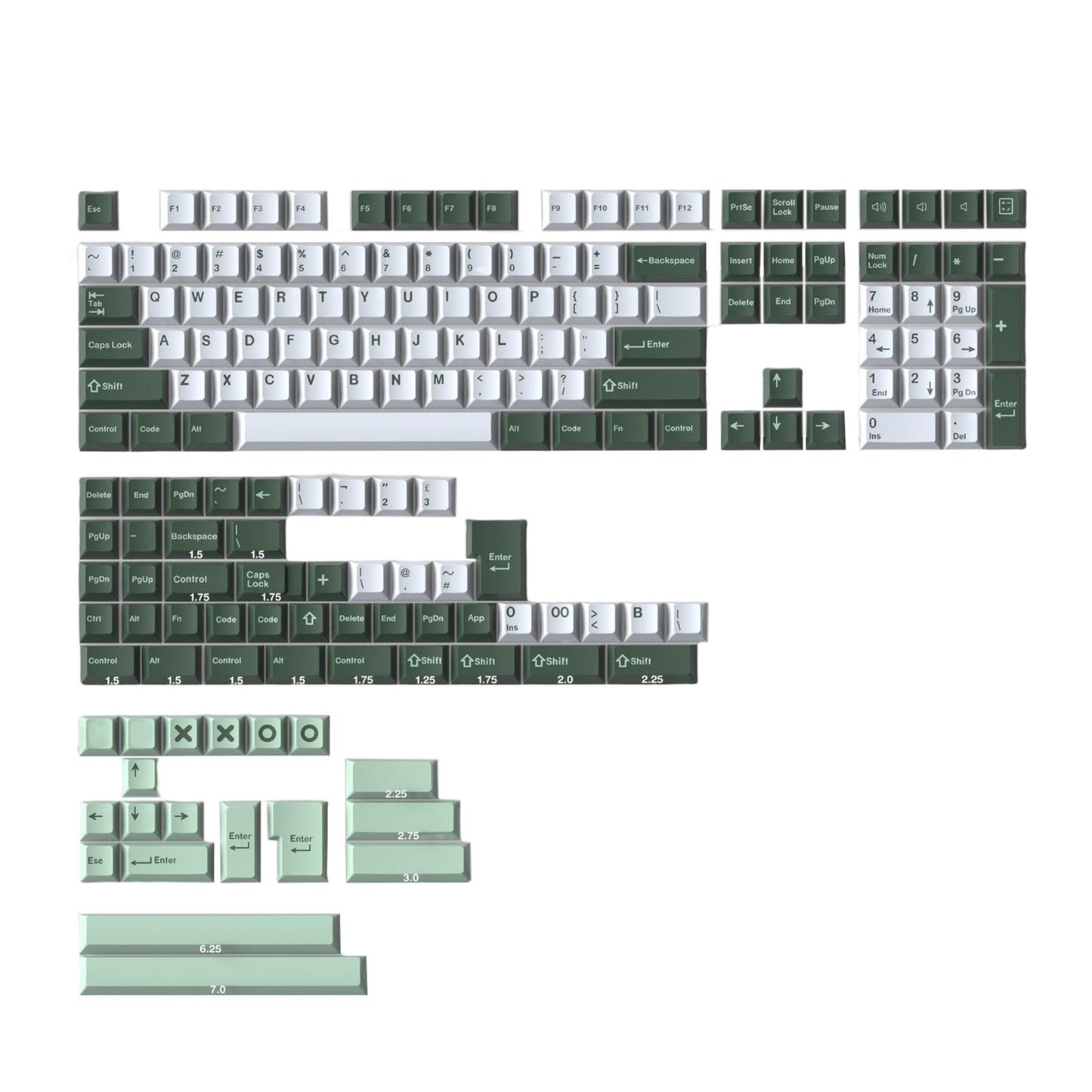 173 Keys Key Caps Keycaps 1.75U 2U for MX Switch Cherry Profile Botanical