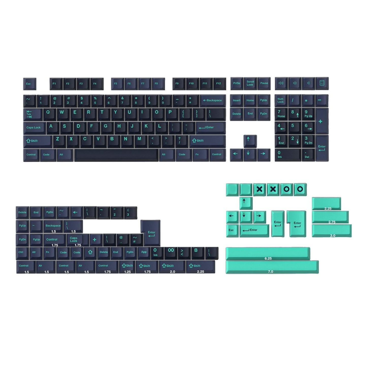 173 Keys Keycaps Key Caps Set for MX Switches and Clones Hammerhead-Dark